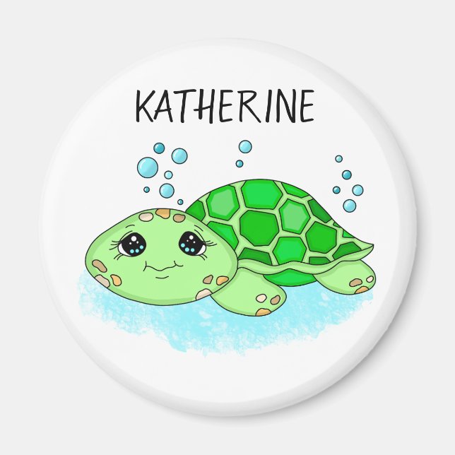 Imán Nombre personalizado del Personalizado de tortuga (Frente)