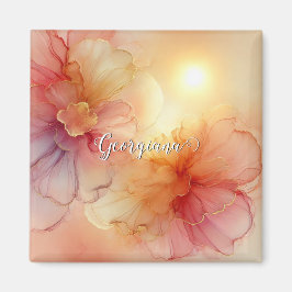 Imán Nombre personalizado Engranaje Raspberry Floral Al