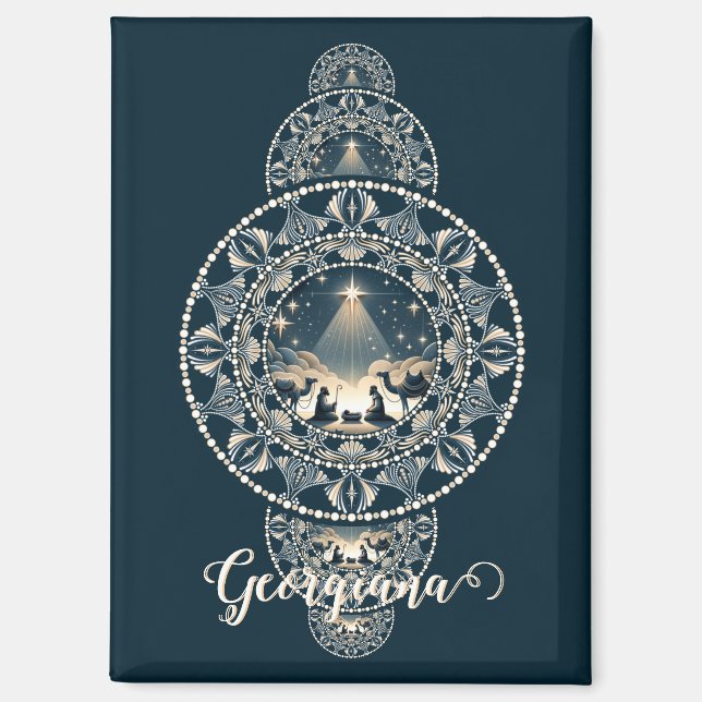 Imán Nombre personalizado Estrella sagrada del Mandala  (Anverso)