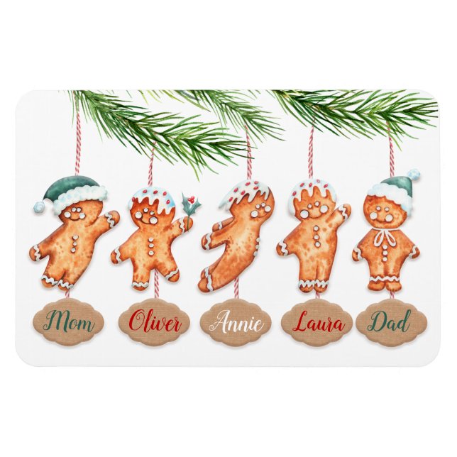 Imán Nombre personalizado familia Navidades arte Ginger (Horizontal)