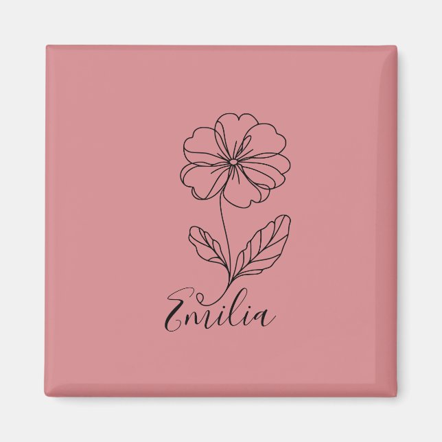 Imán Nombre personalizado Febrero primrose Nacimiento F (Frente)