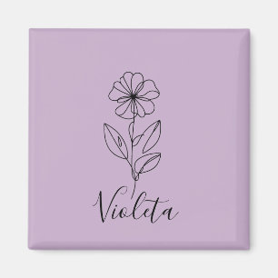 Imán Nombre personalizado Flower violet de febrero