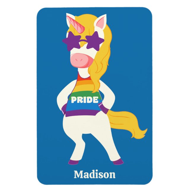 Imán Nombre personalizado Gay Unicorn (Vertical)