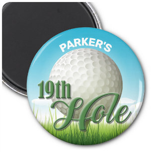 Imán NOMBRE personalizado Golfer Golf Pro Ball 19th Hol