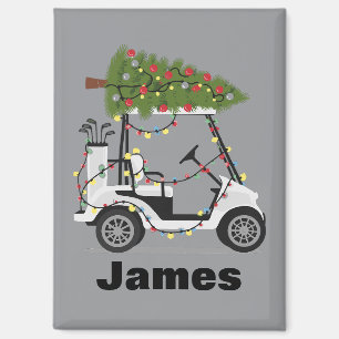 Imán Nombre Personalizado Golfista Navidad Carro de Gol