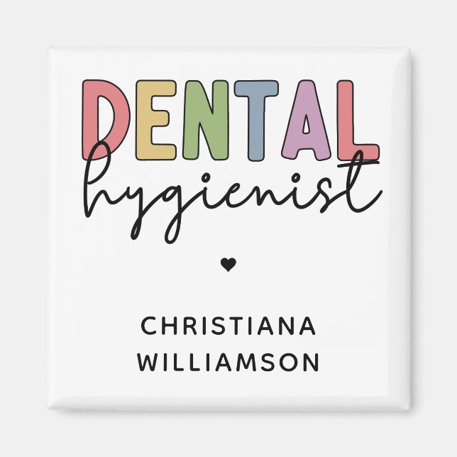 Imán Nombre personalizado Higienista dental Regalos RDH (Frente)