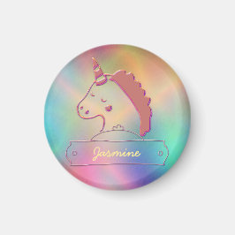 Imán Nombre personalizado holográfico de unicornio 3D