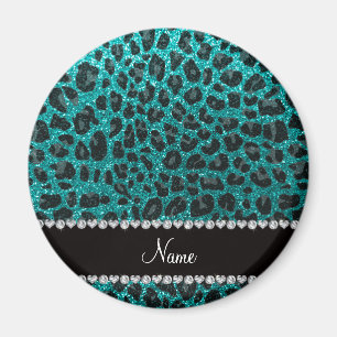 Imán Nombre personalizado impresión de leopardo de purp