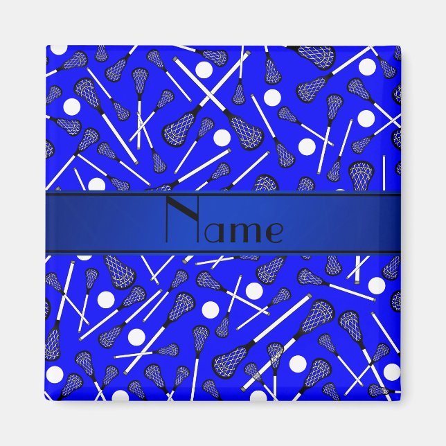 Imán Nombre personalizado lacrosse azul (Frente)