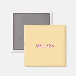 Imán Nombre personalizado minimalista crema 