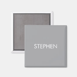 Imán Nombre personalizado minimalista gris