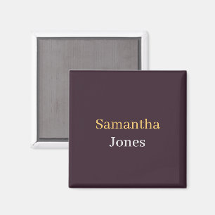 Imán Nombre personalizado minimalista moderno burgundy