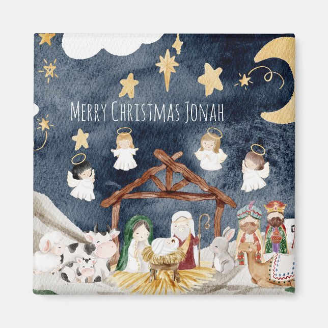 Imán Nombre Personalizado Navidades Cristianos Niños (Frente)