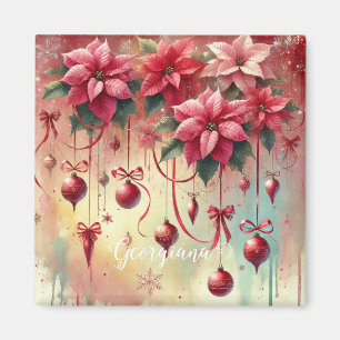 Imán Nombre personalizado Navidades de Poinsettia sensa