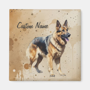 Imán Nombre personalizado o texto Perro pastor alemán m