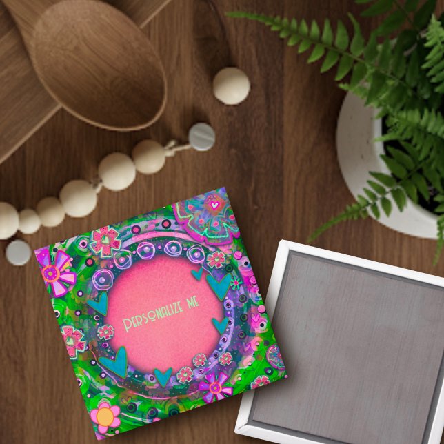 Imán Nombre personalizado o Word Bonito Floral verde ro (Subido por el creador)