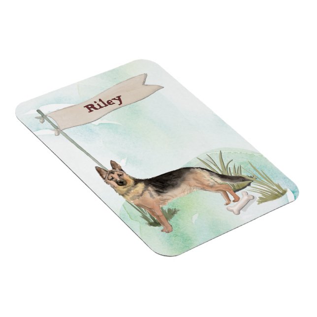 Imán Nombre personalizado Pastor Mascota alemán Perro (Lado Derecho)