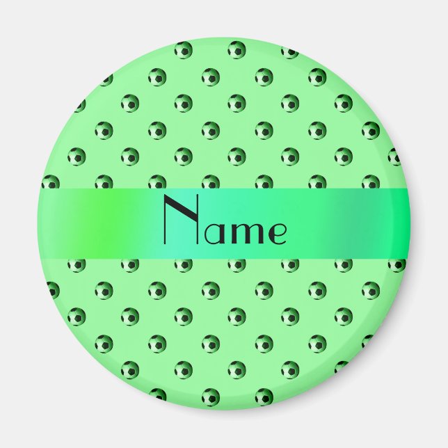 Imán Nombre personalizado pelotas de fútbol verde claro (Frente)