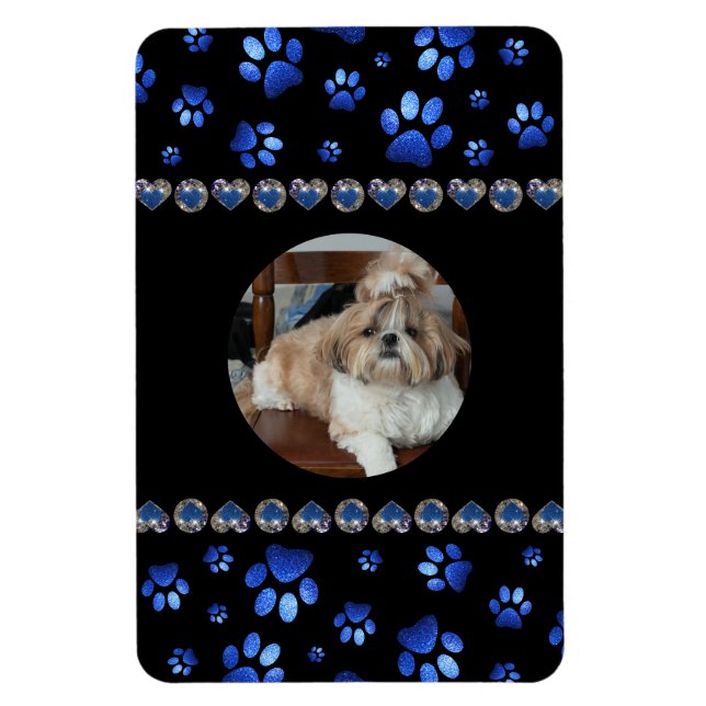 Imán Nombre personalizado, perras de perro purpurina az (Vertical)