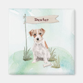 Imán Nombre personalizado perro Jack Russell de pelo du