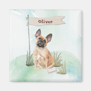 Imán Nombre personalizado Perro Mascota de Bulldog fran