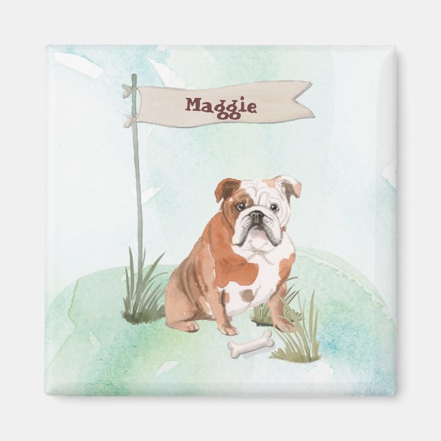 Imán Nombre personalizado Perro Mascota de Bulldog ingl (Frente)