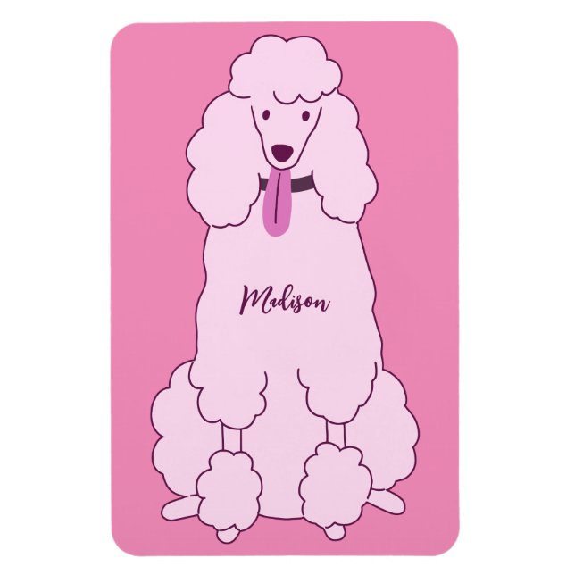 Imán Nombre personalizado Pink Poodle (Vertical)