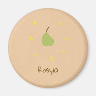 Imán Nombre personalizado pintado de pera en marrón