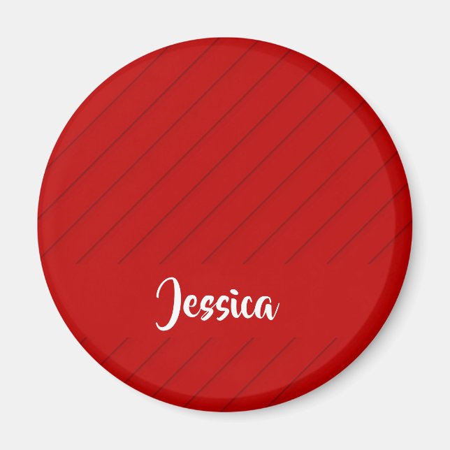 Imán Nombre personalizado plástico diagonal rojo textur (Frente)