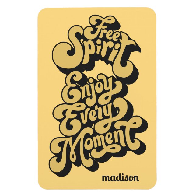 Imán Nombre personalizado retro "Espíritu libre" (Vertical)
