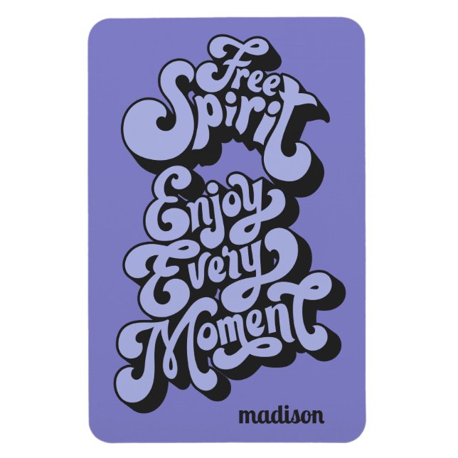 Imán Nombre personalizado retro "Espíritu libre" (Vertical)