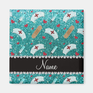 Imán Nombre personalizado robin azul purpurina enfermer