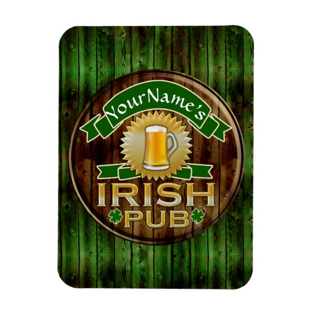 Imán Nombre personalizado: Rótulo de pub irlandés St. P (Vertical)
