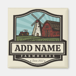 Imán NOMBRE Personalizado Rústico Farmhouse Old Windmil