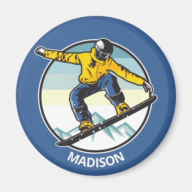 Imán Nombre personalizado SNOWBOARDER (Frente)