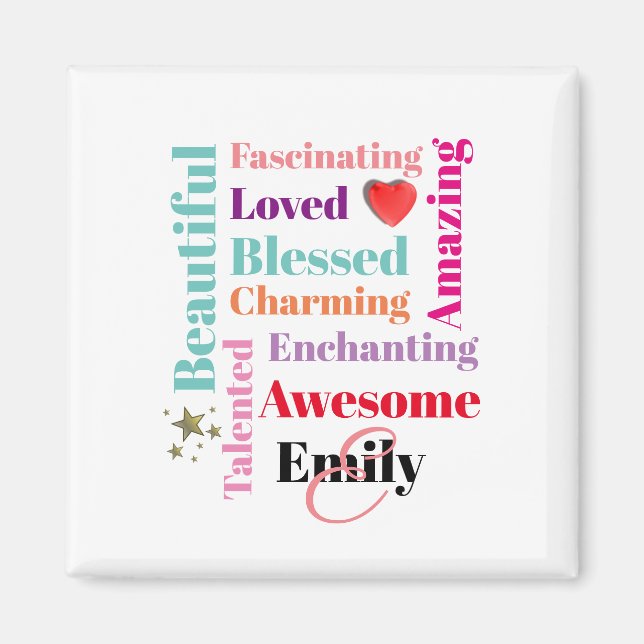 Imán Nombre personalizado Texto personalizado (Frente)