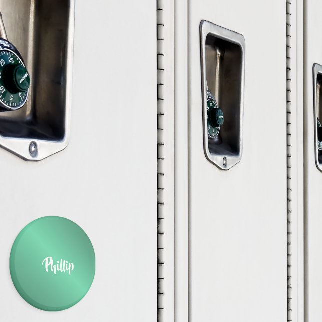 Imán Nombre personalizado turquesa brillante (In situ (casillero))
