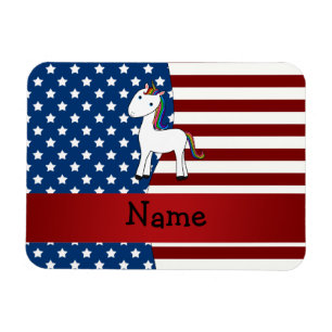 Imán Nombre personalizado: unicornio patriótico