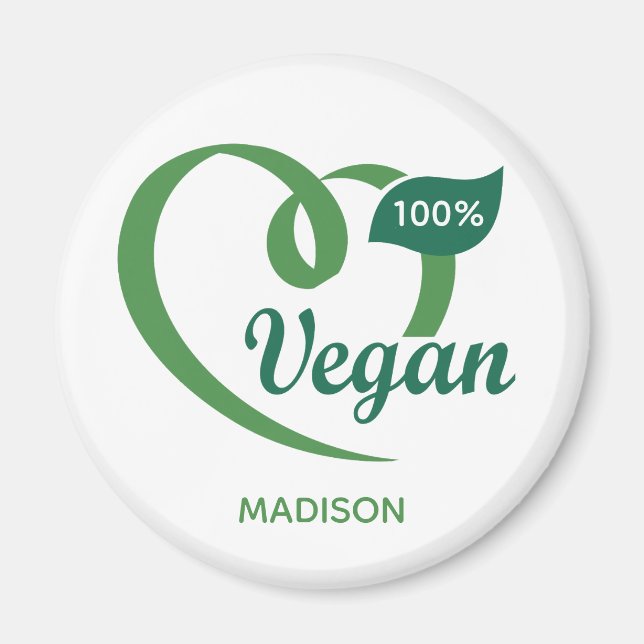Imán Nombre personalizado Vegan (Frente)