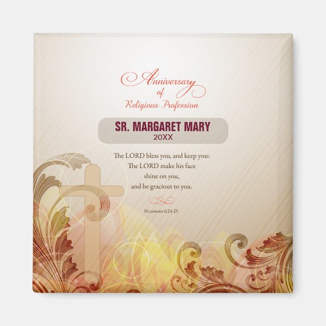 Imán Nombre personalizado y monja de año, 60º aniversar (Frente)