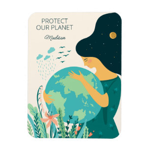 Imán Nombre personalizado y texto Planeta Tierra Madre