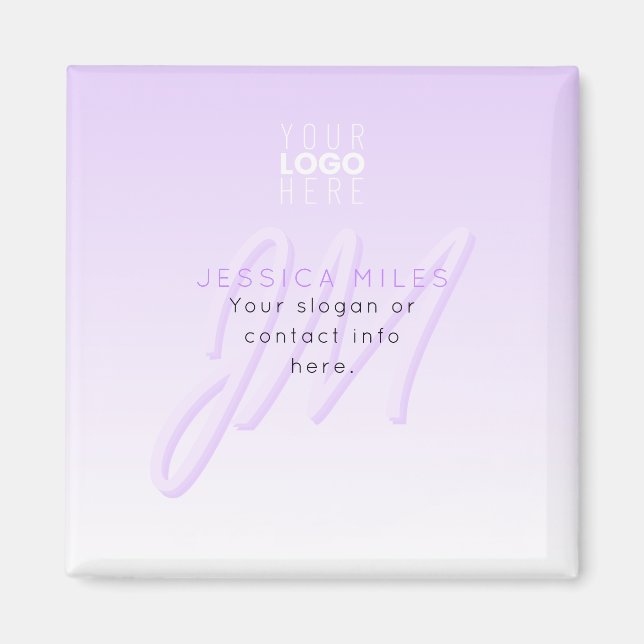 Imán Nombre profesional y plantilla de eslogan | Morado (Frente)