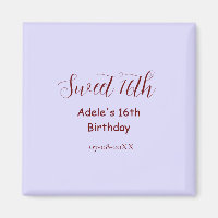 Nombre retro de cumpleaños 16 dulces en morado pas