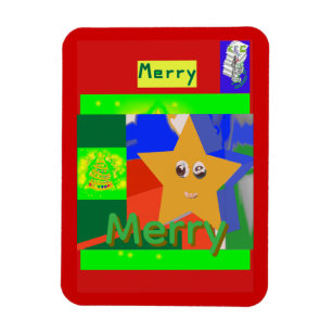 Imán Nombre verde alegre en Navidad roja