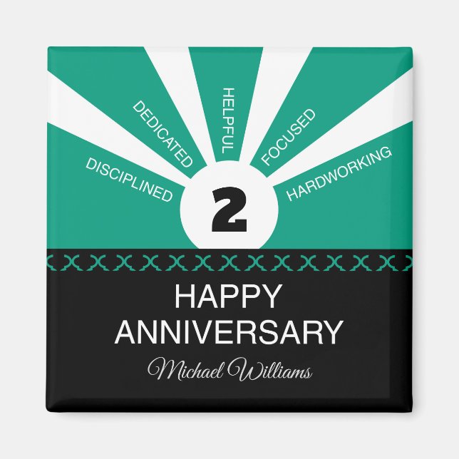 Imán Nombre y año personalizados, aniversario de emplea (Frente)