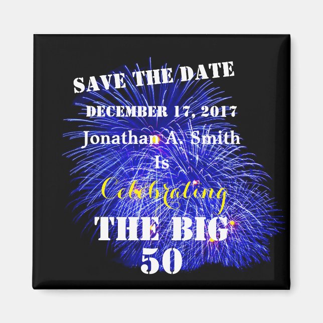 Imán Nombre y fecha personalizados - (Frente)