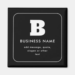 Imán Nombre y lema comercial editable Blanco y negro