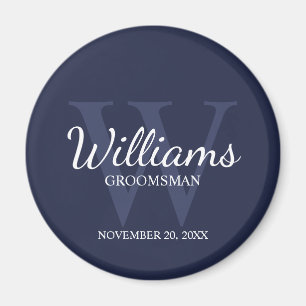 Imán Nombre y Monograma de Groomsmen de guión personali