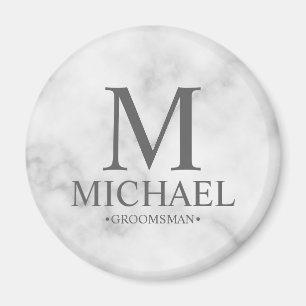 Imán Nombre y monograma del Groomsman personalizado de 