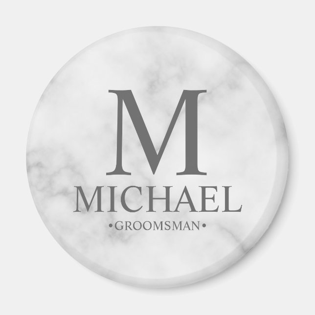 Imán Nombre y monograma del Groomsman personalizado de  (Frente)